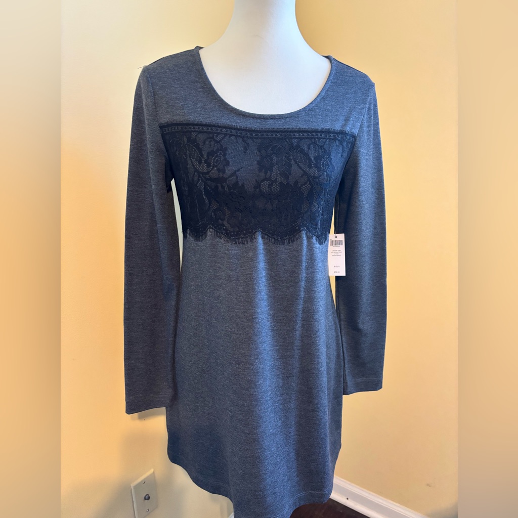 Soma Nwt Gray & Black Lace Appliqu Tunic, Size Small, Loungewear, New With Tags